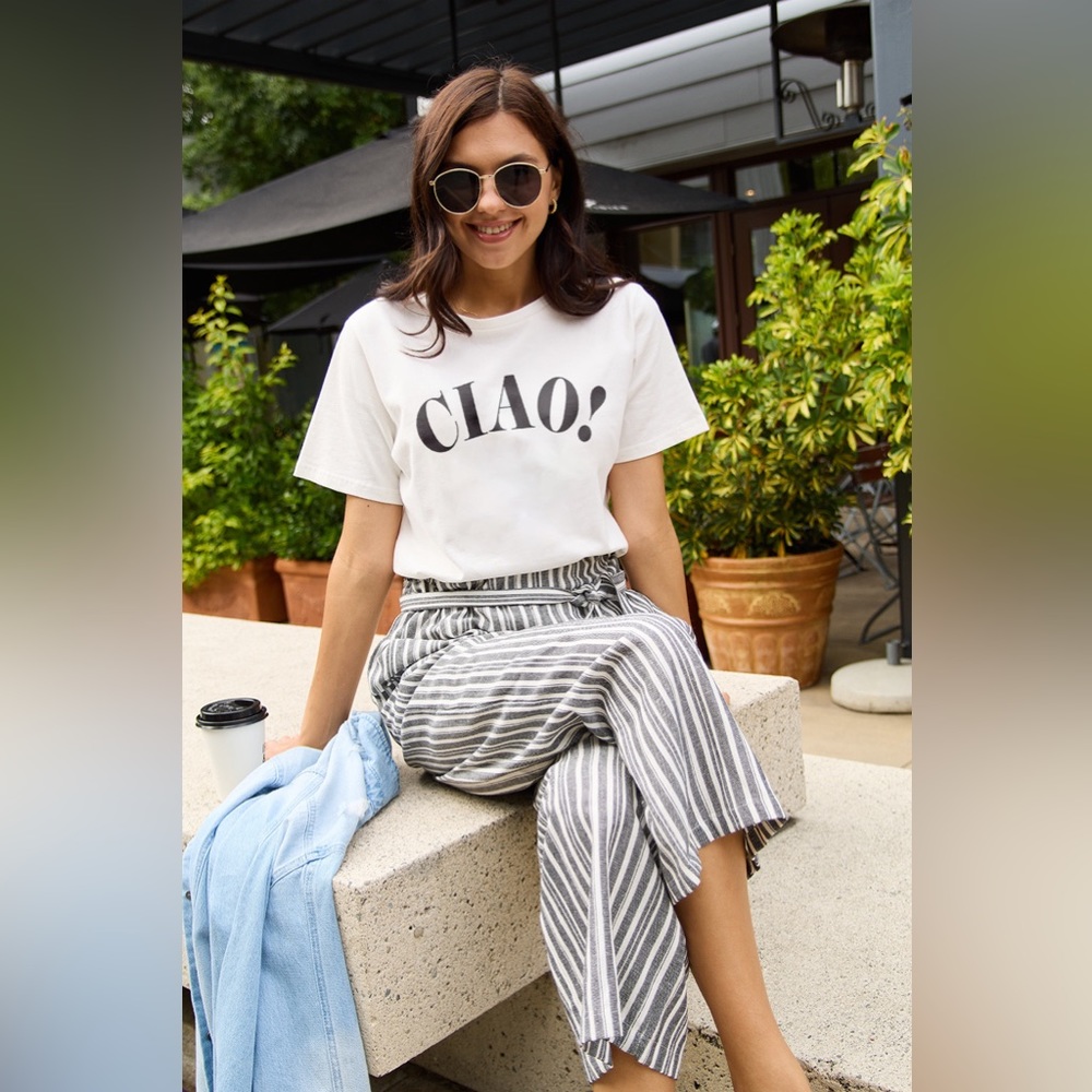 Simply Love Full Size CIAO Round Neck T-Shirt - medium size